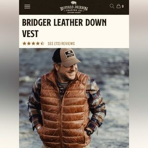 Buffalo Jackson Trading Company Bridger Leather Down Vest (light brown) XL